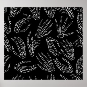 Poster Ossos Desenhados À Mão, Estilo De Engrenação Em Se