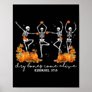 Poster Ossos Secos Vêm à Vida Halloween Esqueleto Dançant
