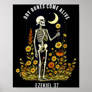 Poster Ossos Secos Voltam à Vida Esqueleto Divertido Flor