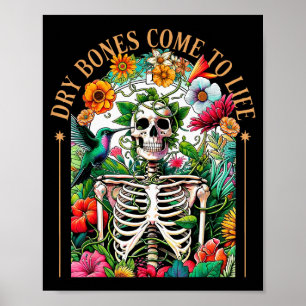 Poster Ossos Secos Voltam à Vida Esqueleto Divertido Flor