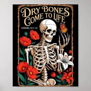 Poster Ossos Secos Voltam à Vida Esqueleto Floral Ezequie