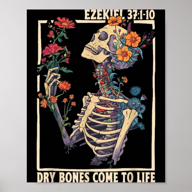 Poster Ossos Secos Voltam à Vida Esqueleto Floral Ezequie (Frente)