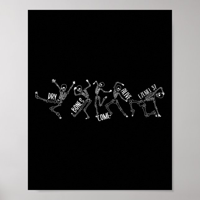 Poster Ossos Vêm Vivos Ezekiel 37 Skeleton de Halloween (Frente)