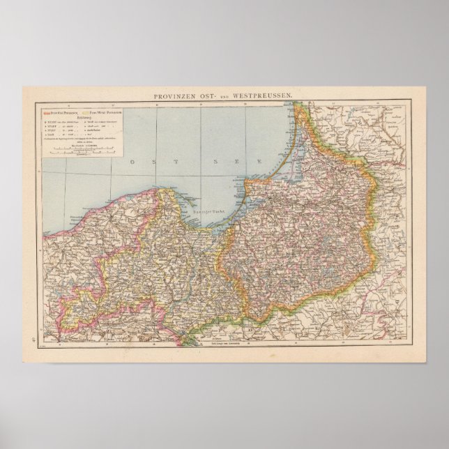 Pôster Ost u Westpreussen, Prússia Oriental e Ocidental (Frente)