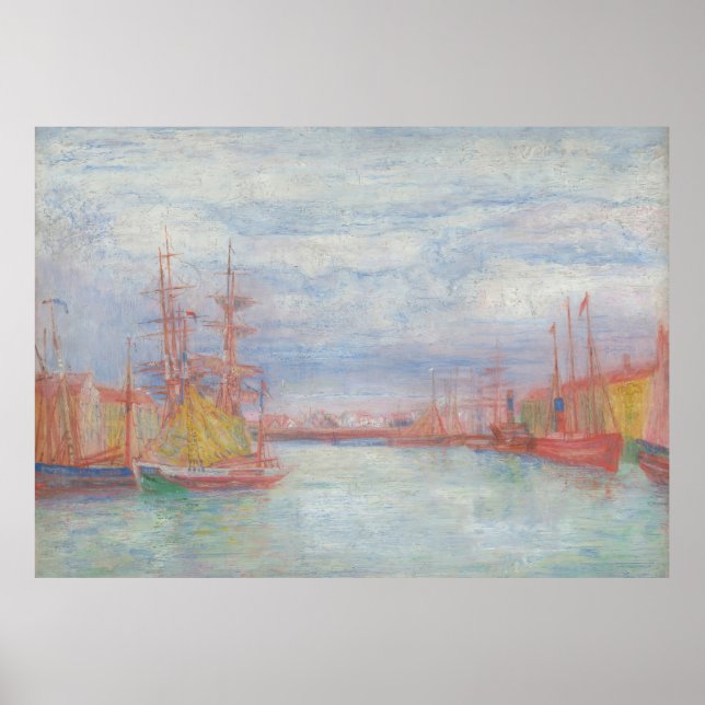 Poster Ostend Harbor por James Ensor (1900) (Frente)