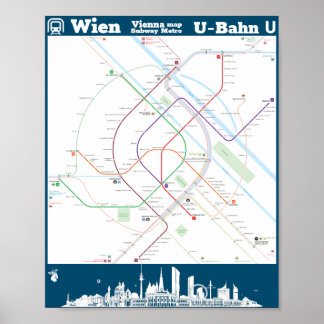 Poster "Österreich: Wien U-Bahn SUBWAYmap ...