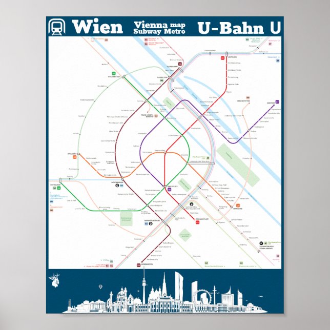 Poster "Österreich: Wien U-Bahn SUBWAYmap ... (Frente)