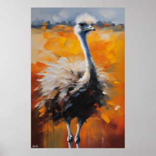Pôster Ostrich Estilo de pintura a óleo