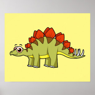 Poster Ótima Ilustração De Um Dinossauro De Estegossauro.