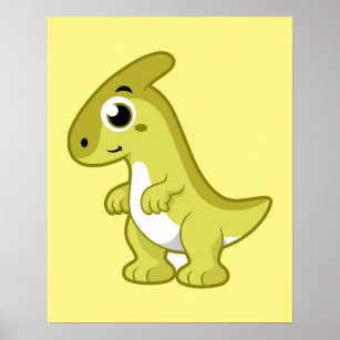 Poster Ótima Ilustração De Um Dinossauro Parasaurolofico.