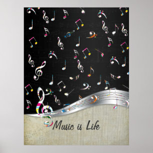 Poster Ótimas e legal notas coloridas de "Música é Vid