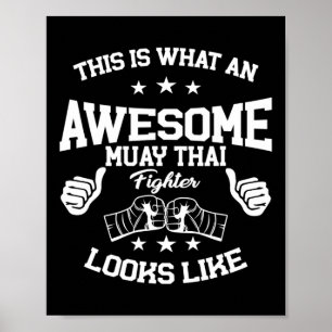 Poster Ótimo Presente de Lutador de Muay Thai Kickboxing 