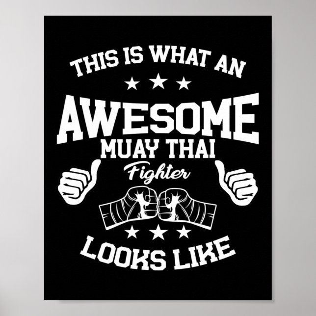Poster Ótimo Presente de Lutador de Muay Thai Kickboxing  (Frente)