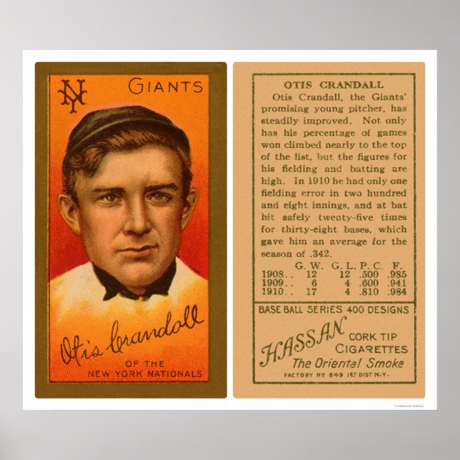 Pôster Otis Crandall Giants Baseball 1911 (Frente)