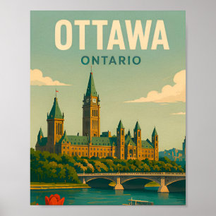 Poster Ottawa Canadá Parlamento Silhueta Viagem