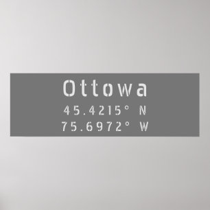 Poster Ottawa Ontario Latitude & Longitude