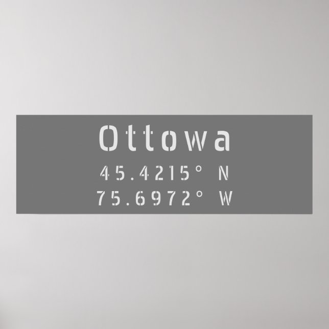 Poster Ottawa Ontario Latitude & Longitude (Frente)