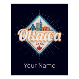 Pôster Ottawa Skyline Ontario Retro Canada Vintage