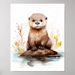 Poster Otter Aquarela Adorável