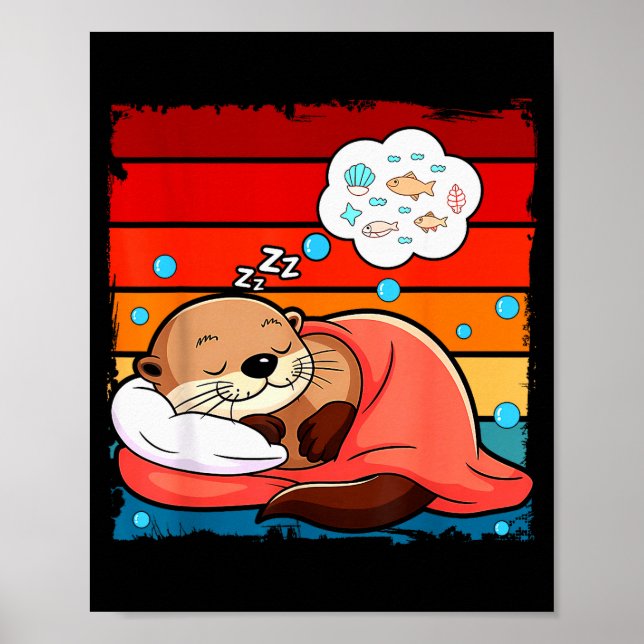 Poster Otter Sleeng Animal Pajamas Nap Pjs Outfit Sea Ott (Frente)