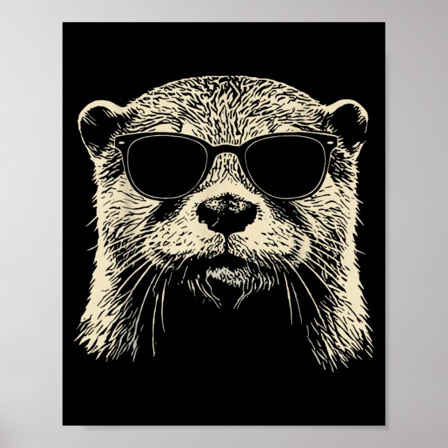 Poster Otter Wearing Sungles Graphic Otter Shirt Men Wome (Frente)