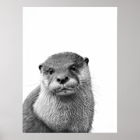 Otter Woodland Modern Retrato preto