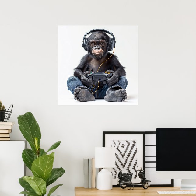 Poster ou Download do Gamer Chimp para Crianças (Escritório em casa)