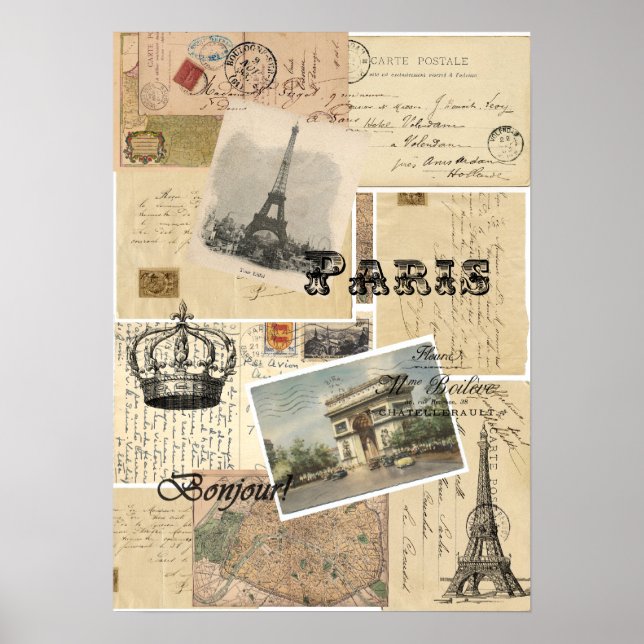 Poster ou Impressão de Colagem de Cartão Postal Fr (Frente)