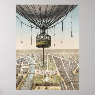 Poster ou impressão do balão do vintage de Paris