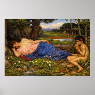 Poster Ouça meus doces toques de flauta por Waterhouse