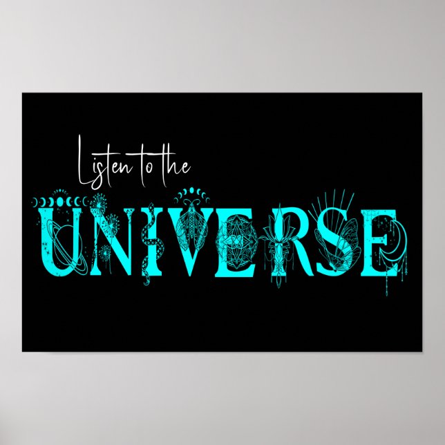 Poster Ouça o universo Stars Lotus moon Art (Frente)