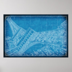 Poster Oui! Las Vegas! Blueprint da Torre Eiffel