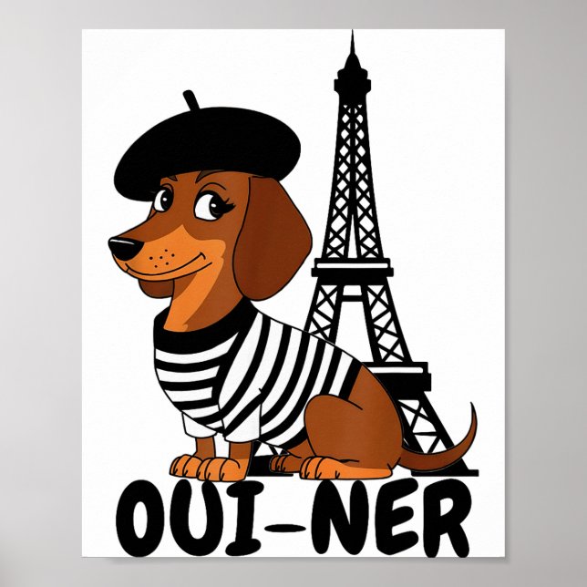 Poster Oui-ner Dog Funny Dachshund Wiener Sausage Ween Do (Frente)