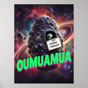 Poster Oumuamua passando pela galáxia da alienígena espac
