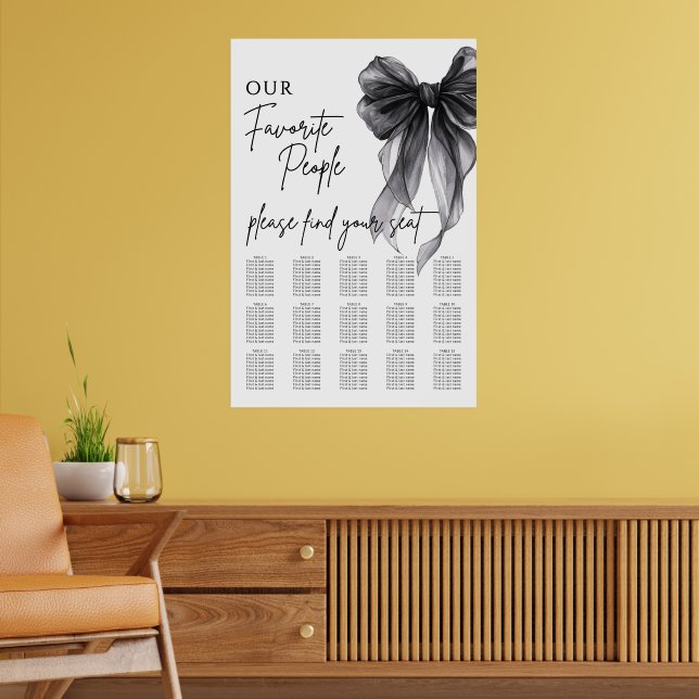 Poster Our Favorite People Bow Wedding Seating Chart (Sala de Estar 2)