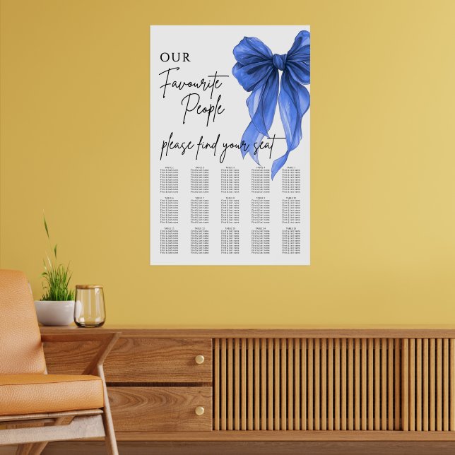 Poster Our Favourite People Bow Wedding Seating Chart (Sala de Estar 2)