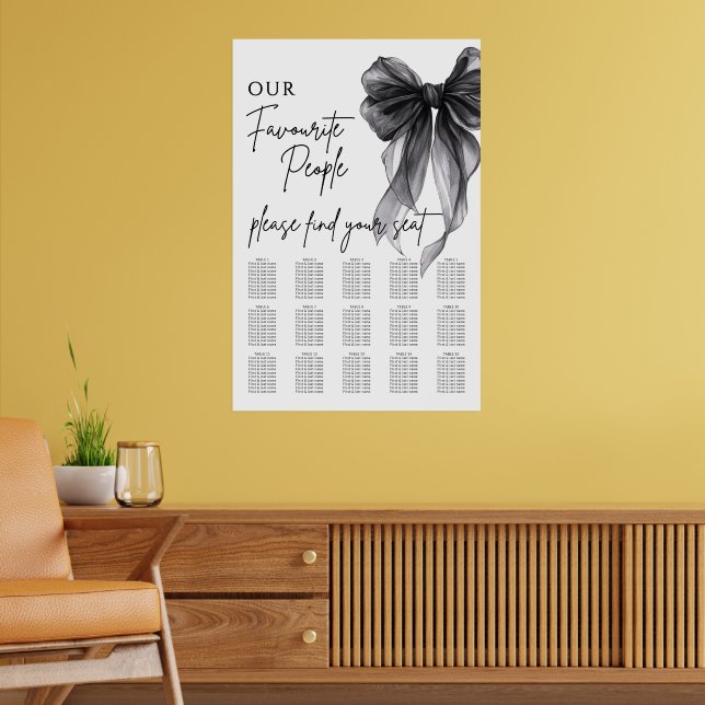 Poster Our Favourite People Bow Wedding Seating Chart (Sala de Estar 2)