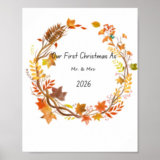 Poster Our First Christmas Mr & Mrs 2026 Engagement Gift (Frente)