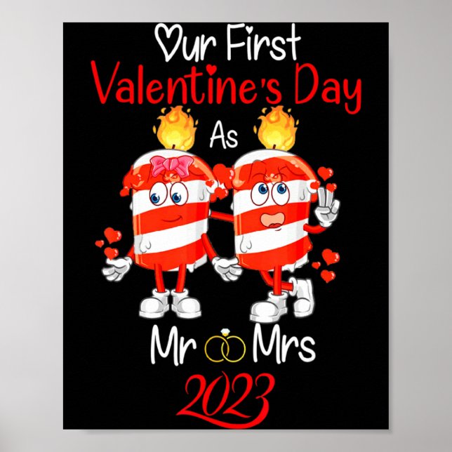 Poster Our First Valentines Day As Mr And Mrs Engaged Cou (Frente)