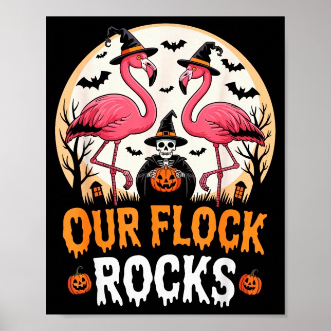 Poster Our Flock Rocks Flamingo Halloween Costume Matchin (Frente)