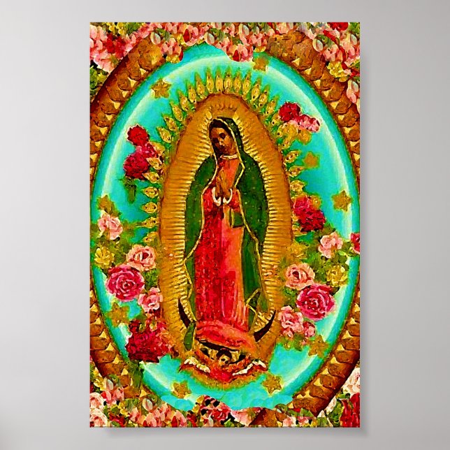 Poster Our Lady Guadalupe Mexican Saint Virgin Mary (Frente)