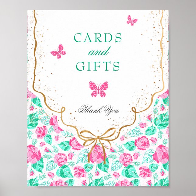 Poster Our Lovely One Baby Shower Cards & Gifts Sign (Frente)