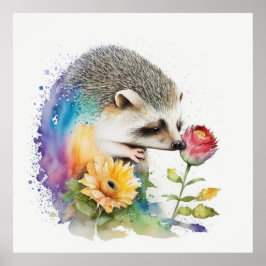 Poster ouriço-cheiroso de uma rosa vermelha