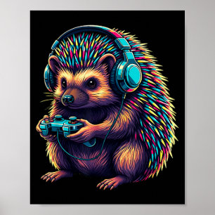Poster ouriço Jogos de Vídeo de Animais Divertidos Ouriço