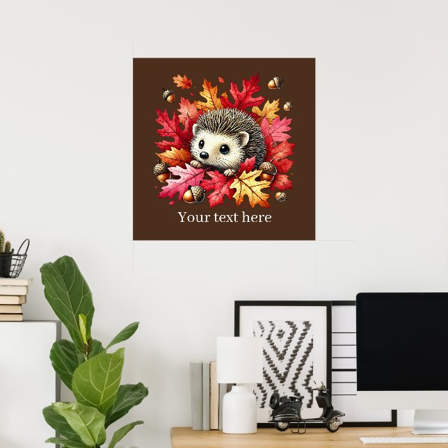 Poster Ouriço Sazonal de Queda Custa (Escritório em casa)