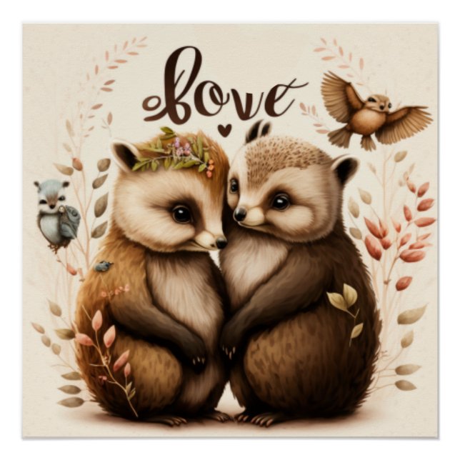 Pôster ouriços no poster amoroso (Frente)