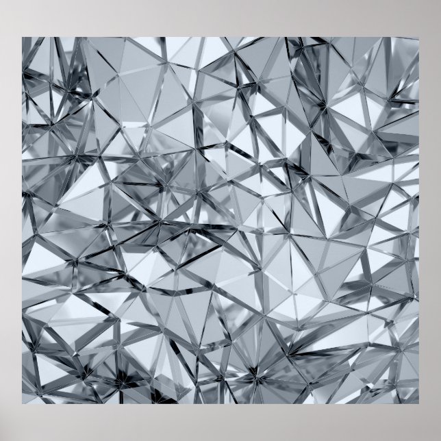 Poster Ouro 3D Metal: Fundo Geométrico (Frente)