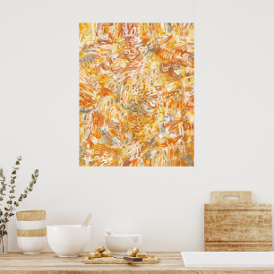 Poster Ouro Amarelo - Abstrato de Traços Quentes de Laran