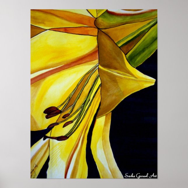 Pôster Ouro Amarelo Esplendor Lily Arte original (Frente)