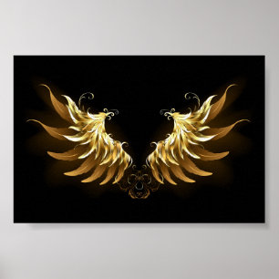Poster Ouro Angel Wings sobre fundo preto